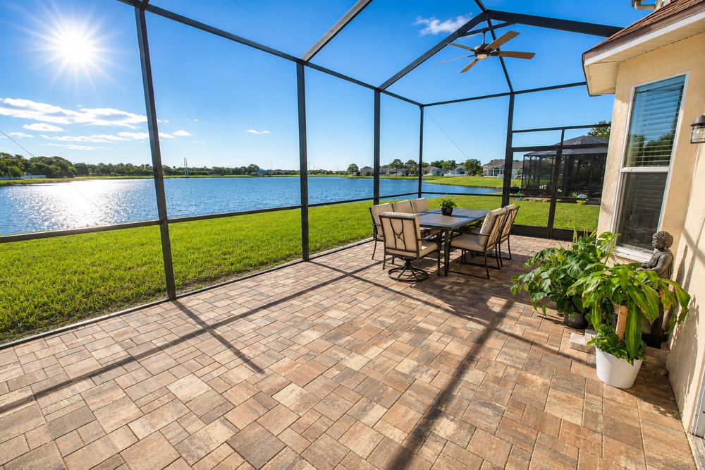 Paver Patio with Screen Enclosure, Lakefront