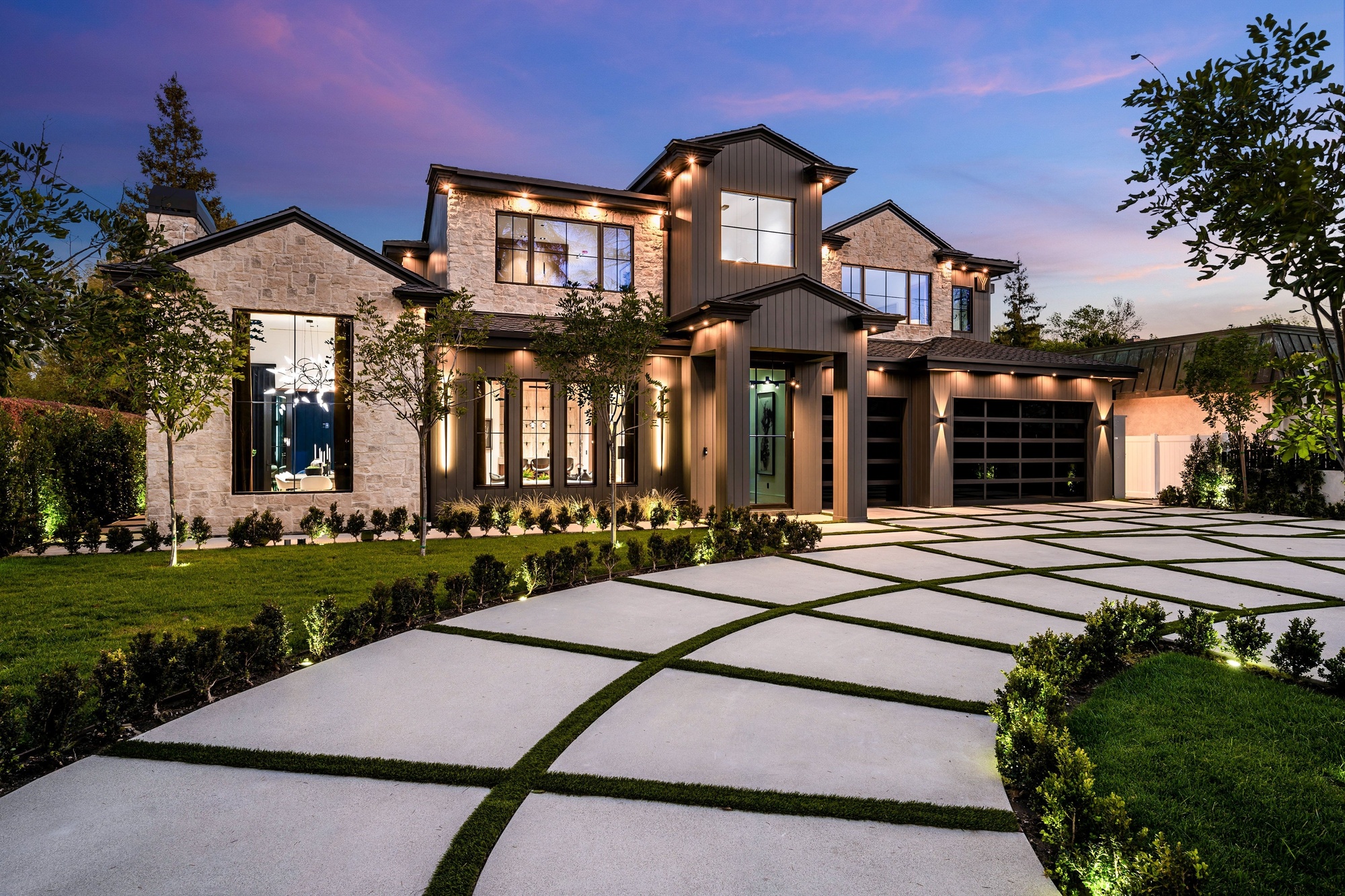 Modern Home, Grass Pavers Daytime