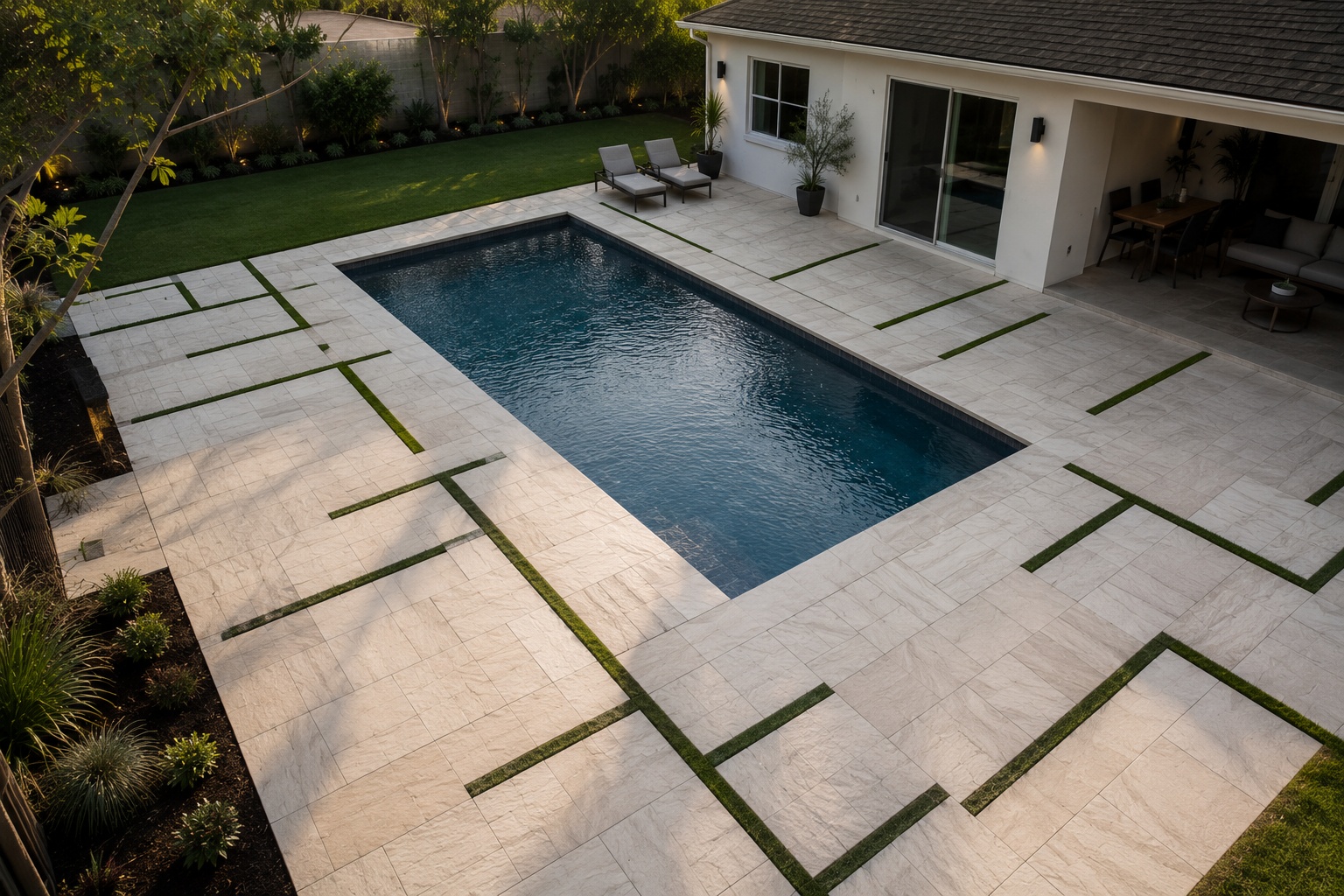 Paver Pool Deck, Artificial Turf, Aerial