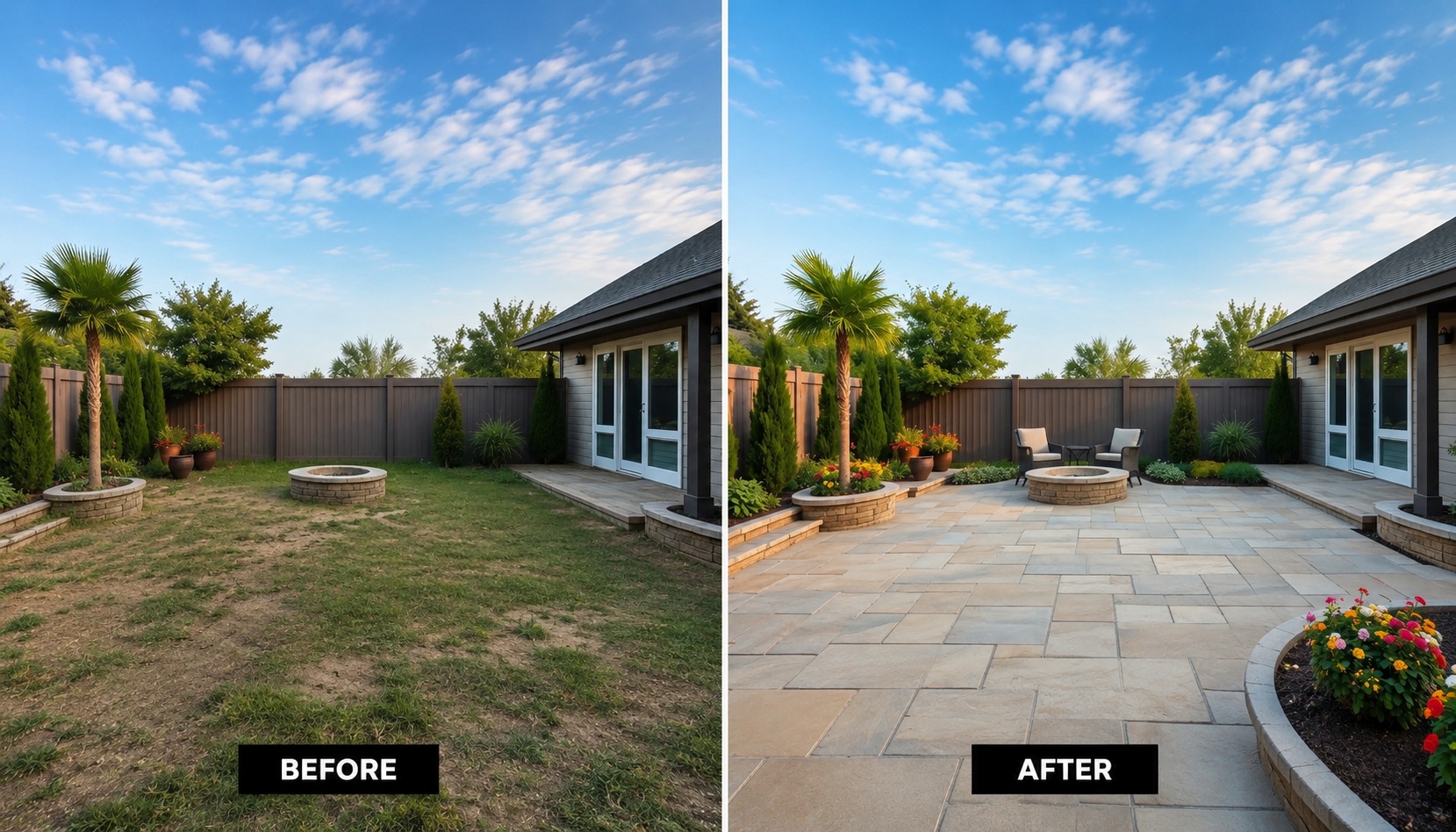 Patio, Natural Stone Pavers, Daytime