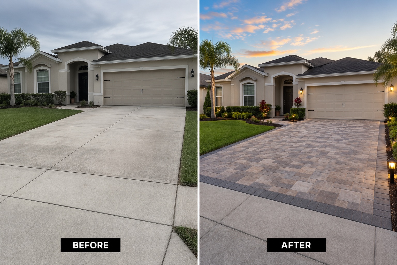 Driveway, Concrete to Pavers, Florida
