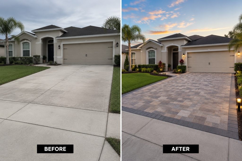 Driveway Concrete To Pavers Florida